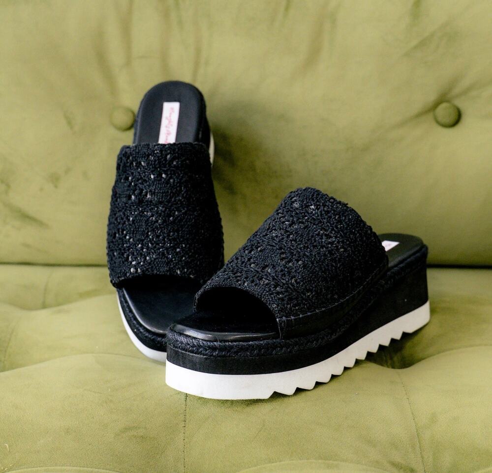 Naughty Monkey Ophelia Wedges in Black